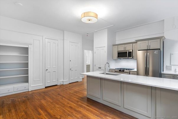 Interior, Kitchen, Stainless Steel Appliances, Wood Texture Flooring