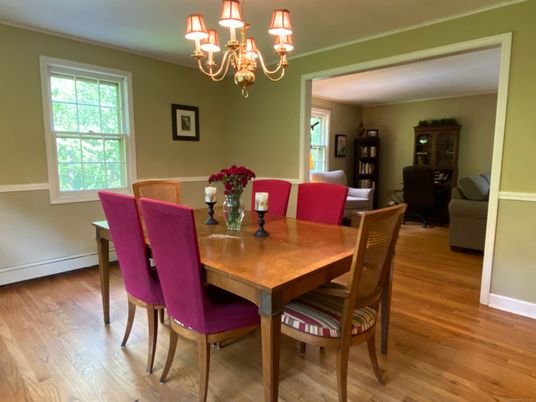 Chandelier, Dining room, Interior, Wood Texture Flooring