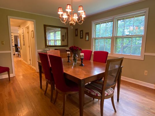 Chandelier, Dining room, Interior, Wood Texture Flooring