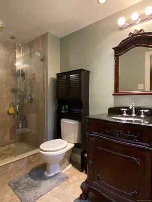 Bathroom, Glass Shower, Interior, Recessed Lighting