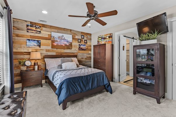 Bedroom, Interior, Recessed Lighting, Wooden Walls