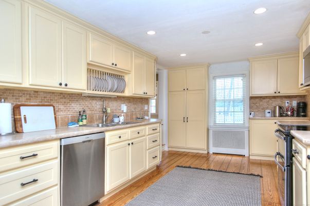 Interior, Kitchen, Recessed Lighting, Wood Texture Flooring