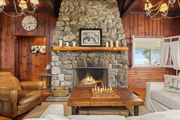 Fireplace, Interior, Living room, Stone Walls, Wooden Walls