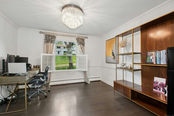 Chandelier, Home Office, Interior, Wood Texture Flooring