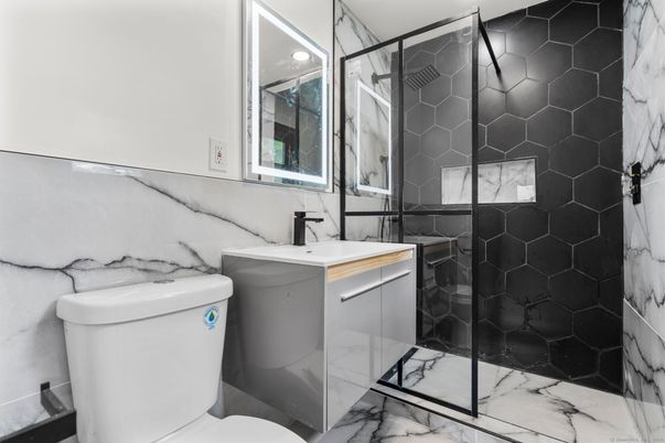 Bathroom, Glass Shower, Interior, Marble