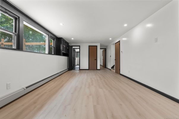 Empty room, Interior, Recessed Lighting, Wood Texture Flooring
