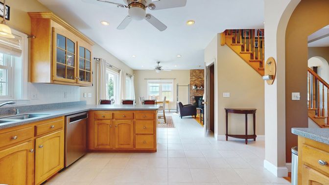 Dining room, Interior, Kitchen, Recessed Lighting, Stainless Steel Appliances