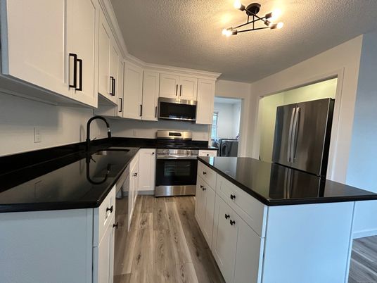 Interior, Kitchen, Stainless Steel Appliances, Wood Texture Flooring
