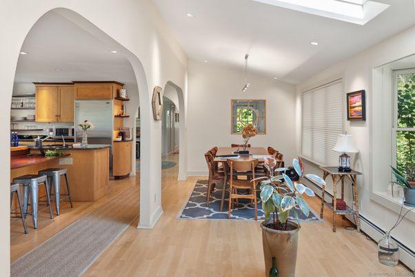 Dining room, Interior, Kitchen, Recessed Lighting, Wood Texture Flooring