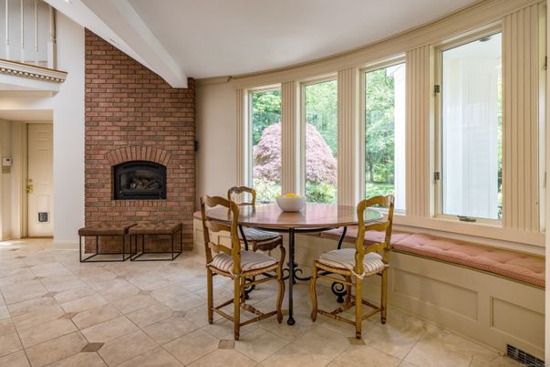 Dining room, Fireplace, Interior, Stone Walls