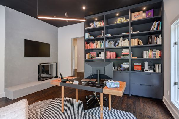 Home Office, Interior, Recessed Lighting, Wood Texture Flooring