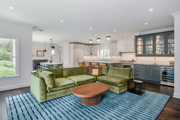 Interior, Kitchen, Living room, Pendant Lights, Recessed Lighting, Stainless Steel Appliances, Wood Texture Flooring