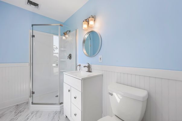 Bathroom, Glass Shower, Interior, Marble