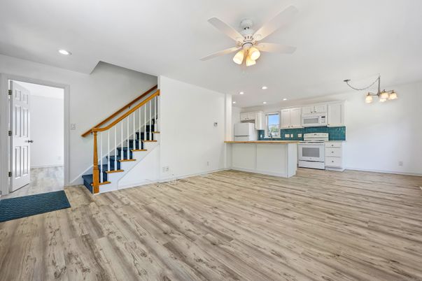 Interior, Kitchen, Recessed Lighting, Wood Texture Flooring