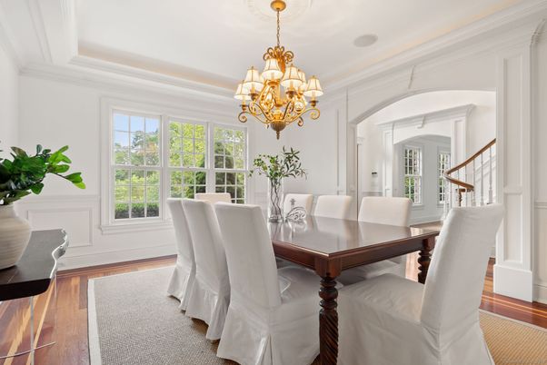 Chandelier, Dining room, Interior, Wood Texture Flooring