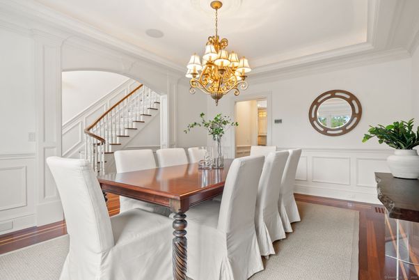 Chandelier, Dining room, Interior, Wood Texture Flooring