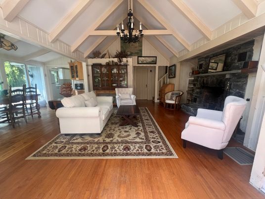 Chandelier, Dining room, Fireplace, Interior, Living room, Wood Texture Flooring