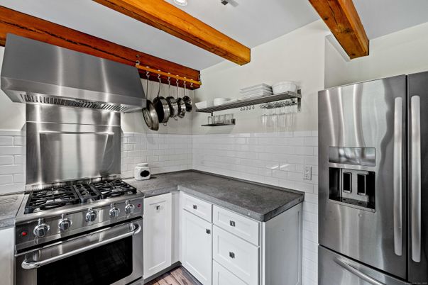 Interior, Kitchen, Stainless Steel Appliances, Wooden Beams