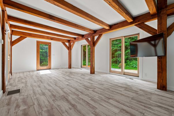 Empty room, Interior, Wooden Beams, Wood Texture Flooring