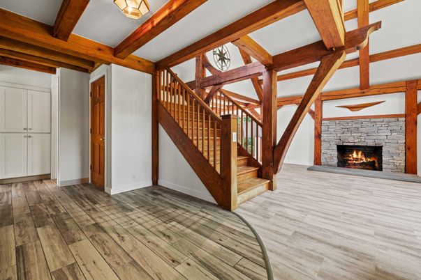 Fireplace, Interior, Wooden Beams, Wood Texture Flooring