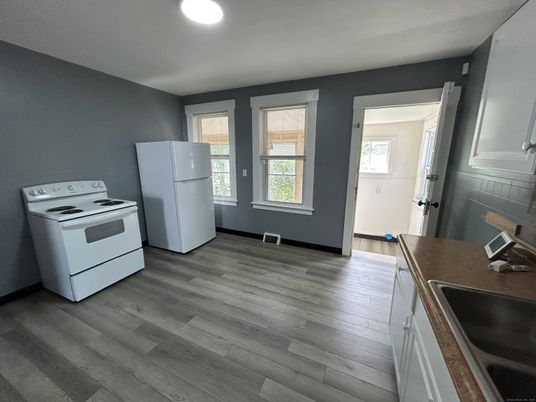 Interior, Kitchen, Recessed Lighting, Wood Texture Flooring