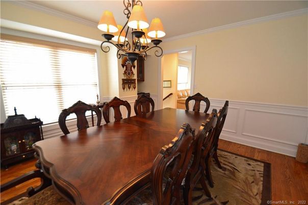 Chandelier, Dining room, Interior, Wood Texture Flooring