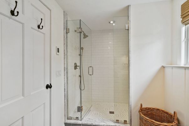 Bathroom, Glass Shower, Interior, Recessed Lighting
