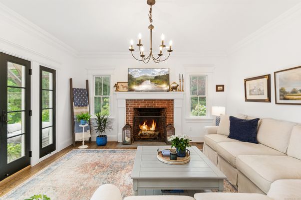 Chandelier, Fireplace, Interior, Living room, Wood Texture Flooring