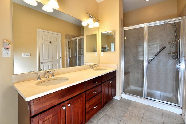 Bathroom, Dual Sink Vanities, Glass Shower, Interior, Recessed Lighting