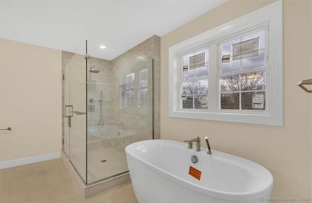 Bathroom, Free Standing Baths, Glass Shower, Interior, Recessed Lighting