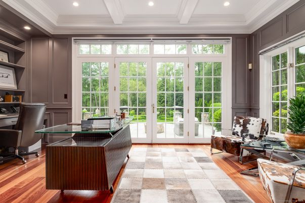 Home Office, Interior, Recessed Lighting, Wood Texture Flooring