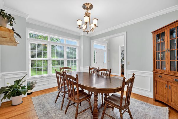 Chandelier, Dining room, Interior, Wood Texture Flooring