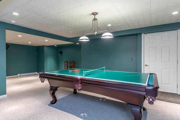 Billiard Table, Game Room, Interior, Pendant Lights, Recessed Lighting