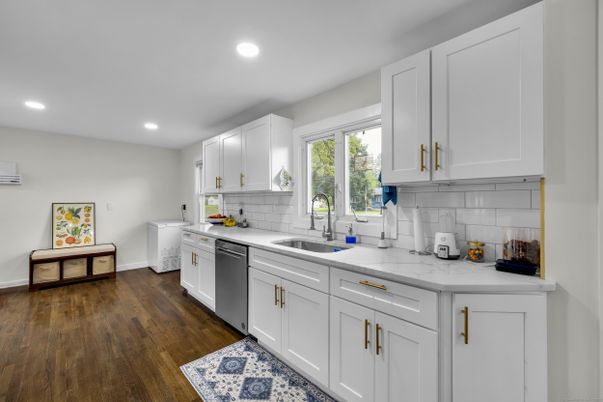 Interior, Kitchen, Recessed Lighting, Wood Texture Flooring