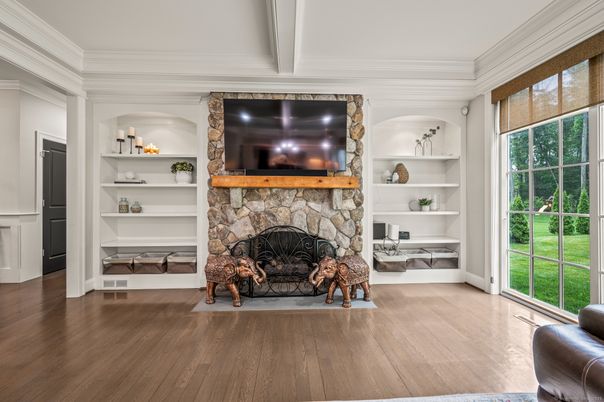 Fireplace, Interior, Wood Texture Flooring