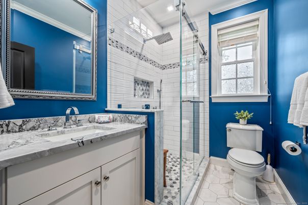 Bathroom, Glass Shower, Interior, Marble