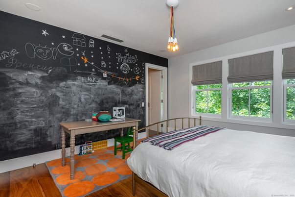 Bedroom, Interior, Pendant Lights, Recessed Lighting, Wood Texture Flooring