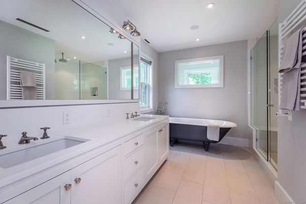Bathroom, Dual Sink Vanities, Free Standing Baths, Glass Shower, Interior, Recessed Lighting