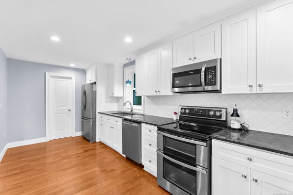 Interior, Kitchen, Recessed Lighting, Wood Texture Flooring
