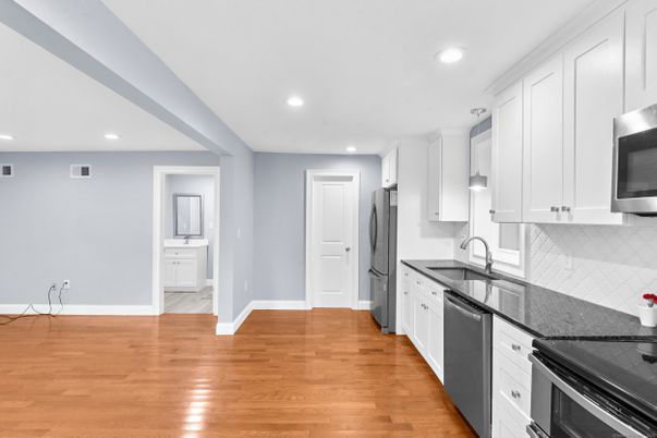 Interior, Kitchen, Recessed Lighting, Wood Texture Flooring