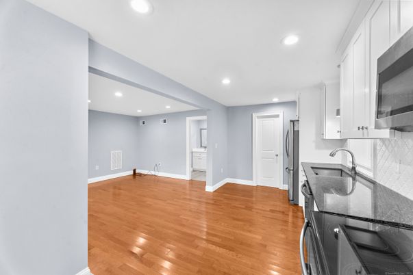Interior, Kitchen, Recessed Lighting, Wood Texture Flooring