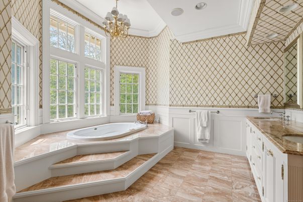 Bathroom, Chandelier, Interior, Recessed Lighting
