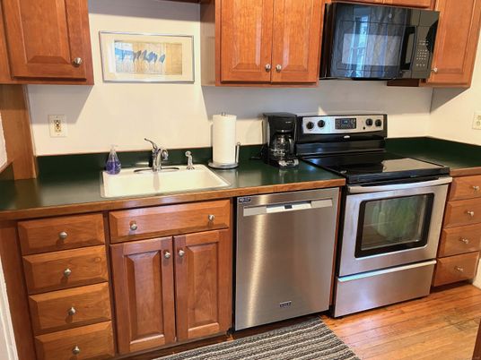 Interior, Kitchen, Stainless Steel Appliances, Wood Texture Flooring