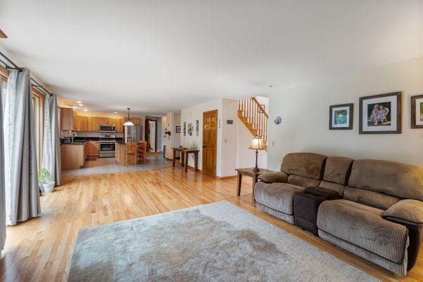 Interior, Kitchen, Living room, Pendant Lights, Recessed Lighting, Stainless Steel Appliances, Wood Texture Flooring
