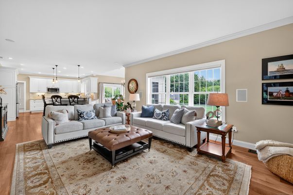 Dining room, Interior, Kitchen, Living room, Pendant Lights, Recessed Lighting, Wood Texture Flooring