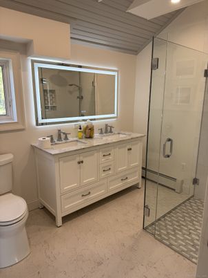 Bathroom, Dual Sink Vanities, Glass Shower, Interior