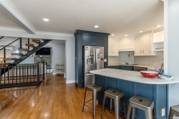 Interior, Kitchen, Recessed Lighting, Wood Texture Flooring