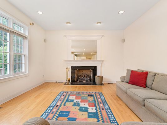 Fireplace, Interior, Recessed Lighting, Wood Texture Flooring