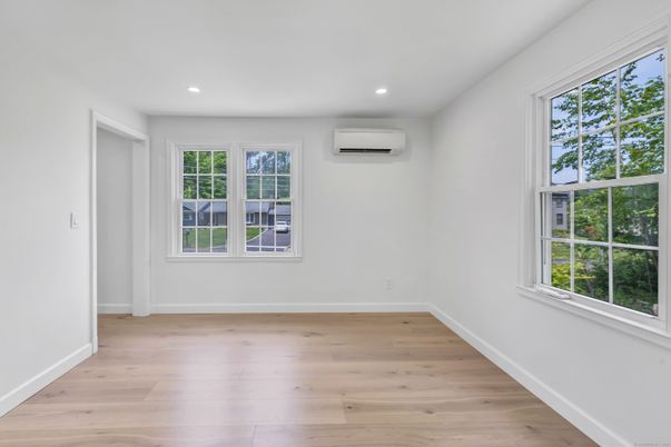 Empty room, Interior, Recessed Lighting, Wood Texture Flooring