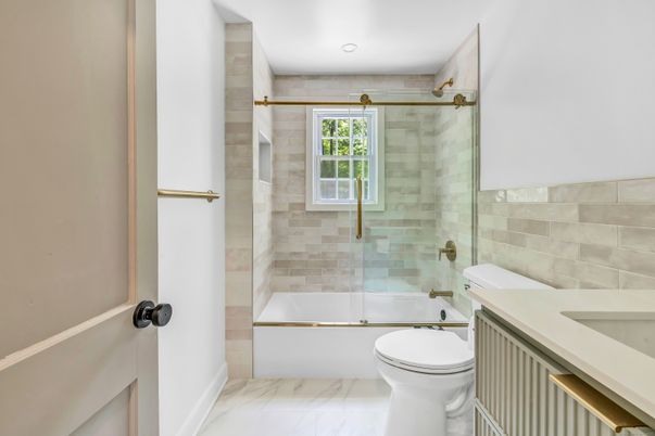 Bathroom, Glass Shower, Interior, Marble, Recessed Lighting